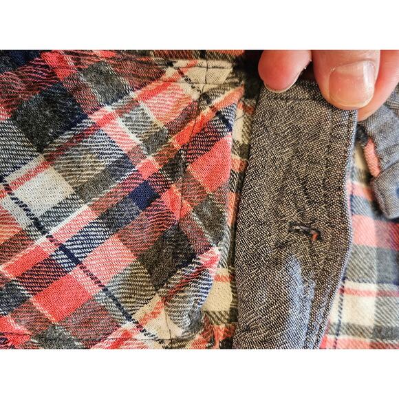 Splendid Mills flannel button down shirt heavy thick red medium lined medium - Picture 3 of 9
